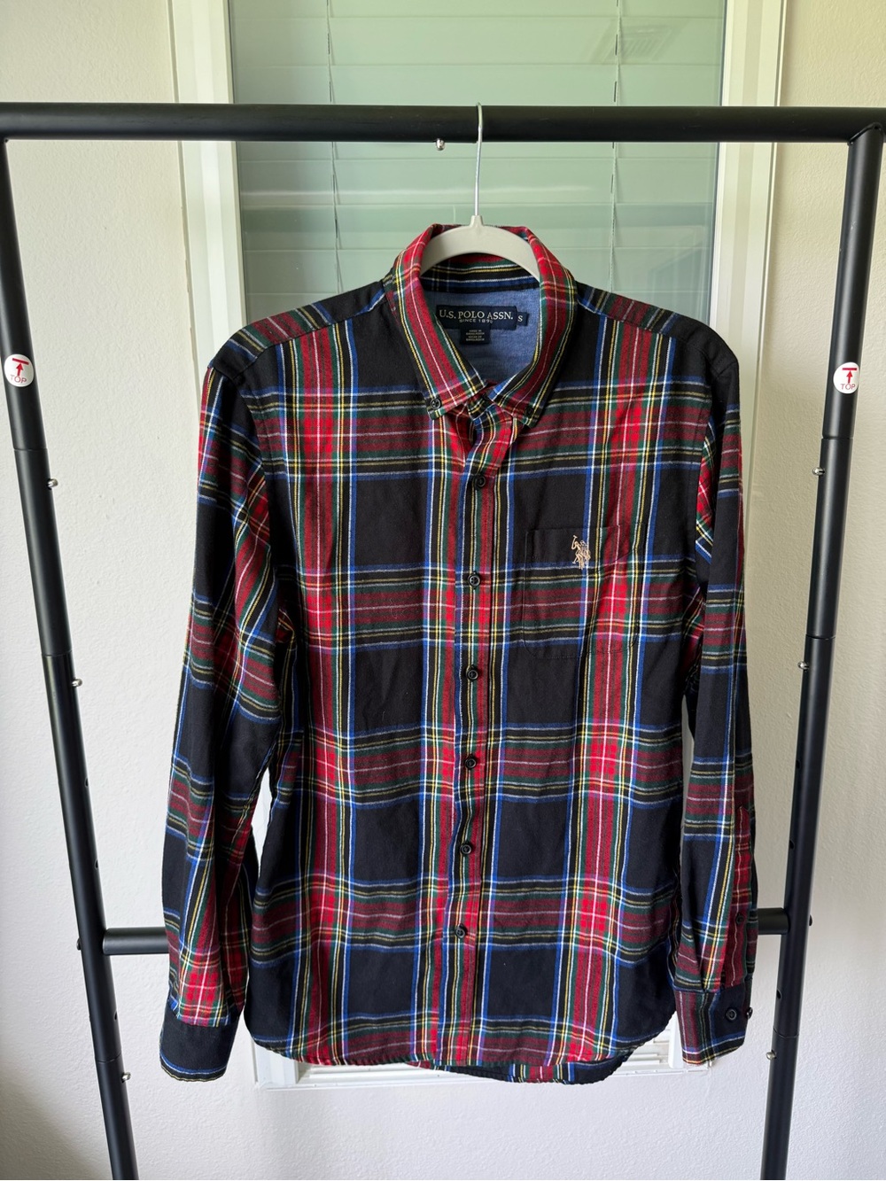 U.S. Polo Assn. Black, Red & Blue Plaid Button-Down Shirt